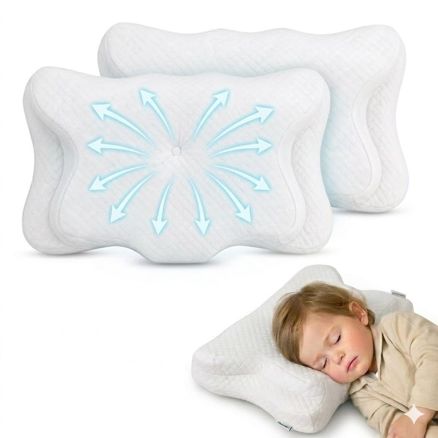 2-Pack Ergonomic Memory Foam Kids Pillow Set