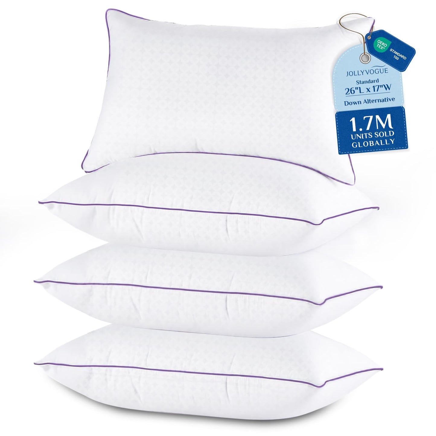 4-Pack Down Alternative Bed Pillows, Standard Size