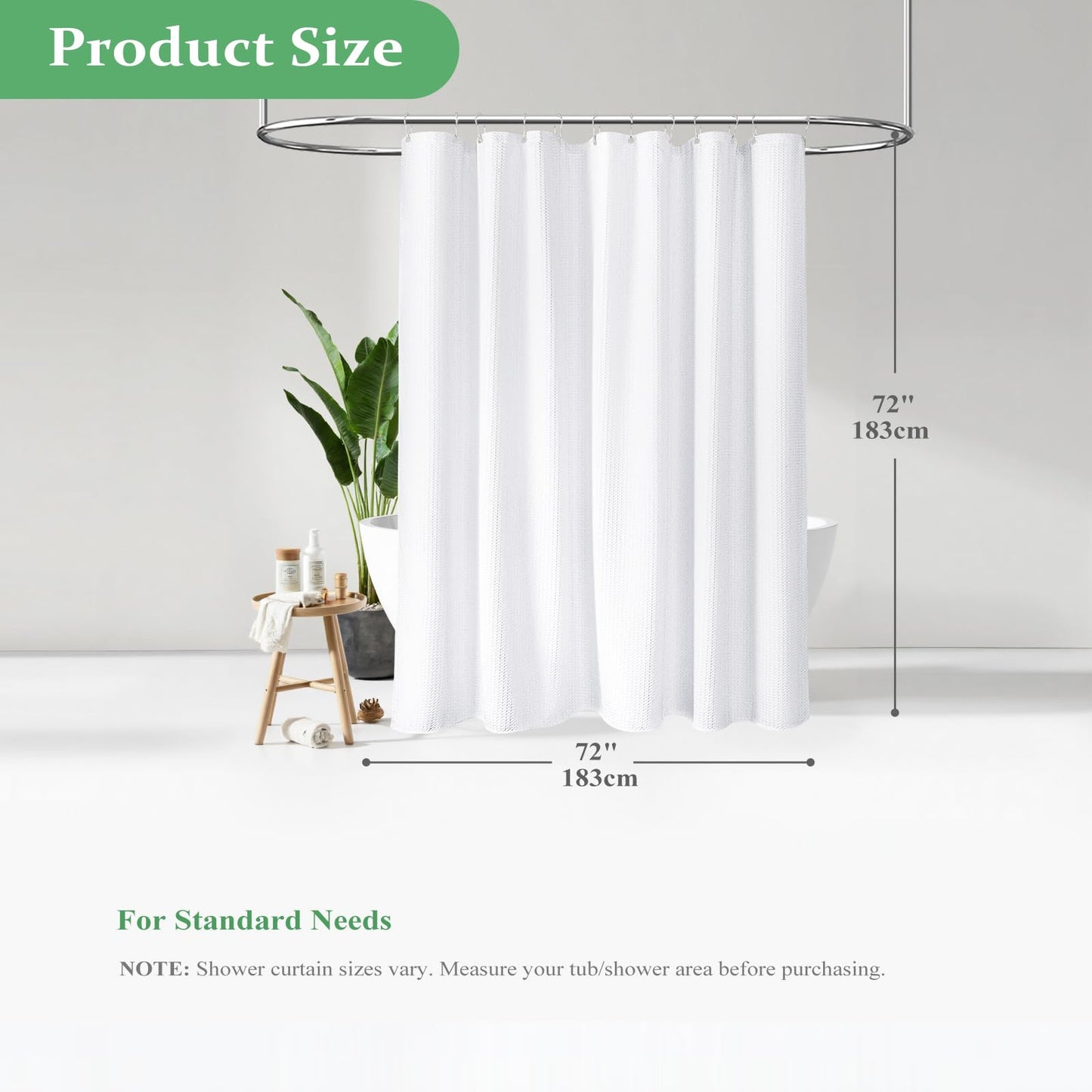 Waffle Weave Hotel Style Shower Curtain