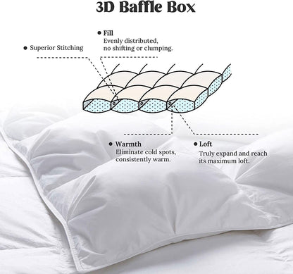 King Goose Down Comforter – 800 Fill Power Cotton Duvet Insert