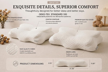 2-Pack Ergonomic Memory Foam Kids Pillow Set