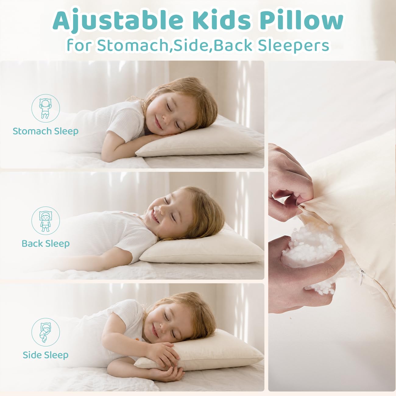 Adjustable Youth Pillow for Kids Ages 4–12