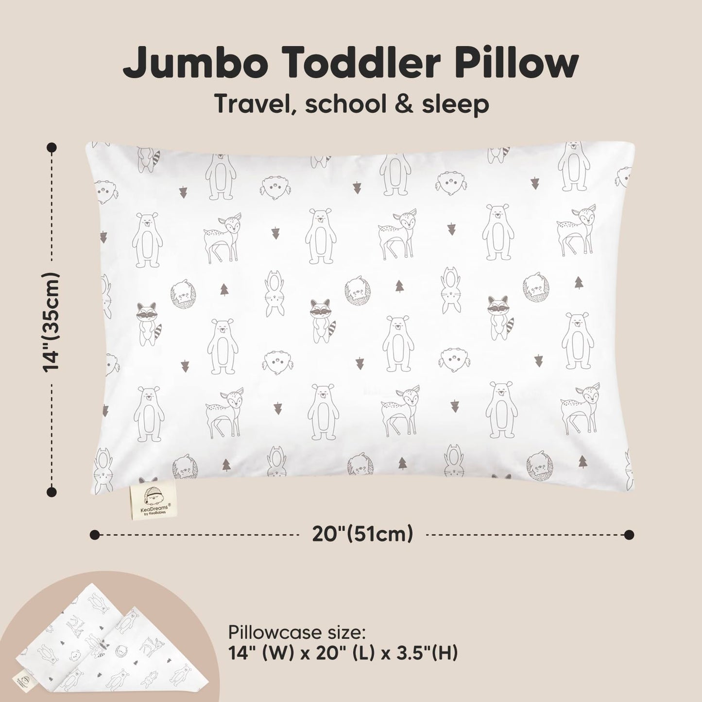 Organic Cotton Toddler Pillow with Pillowcase