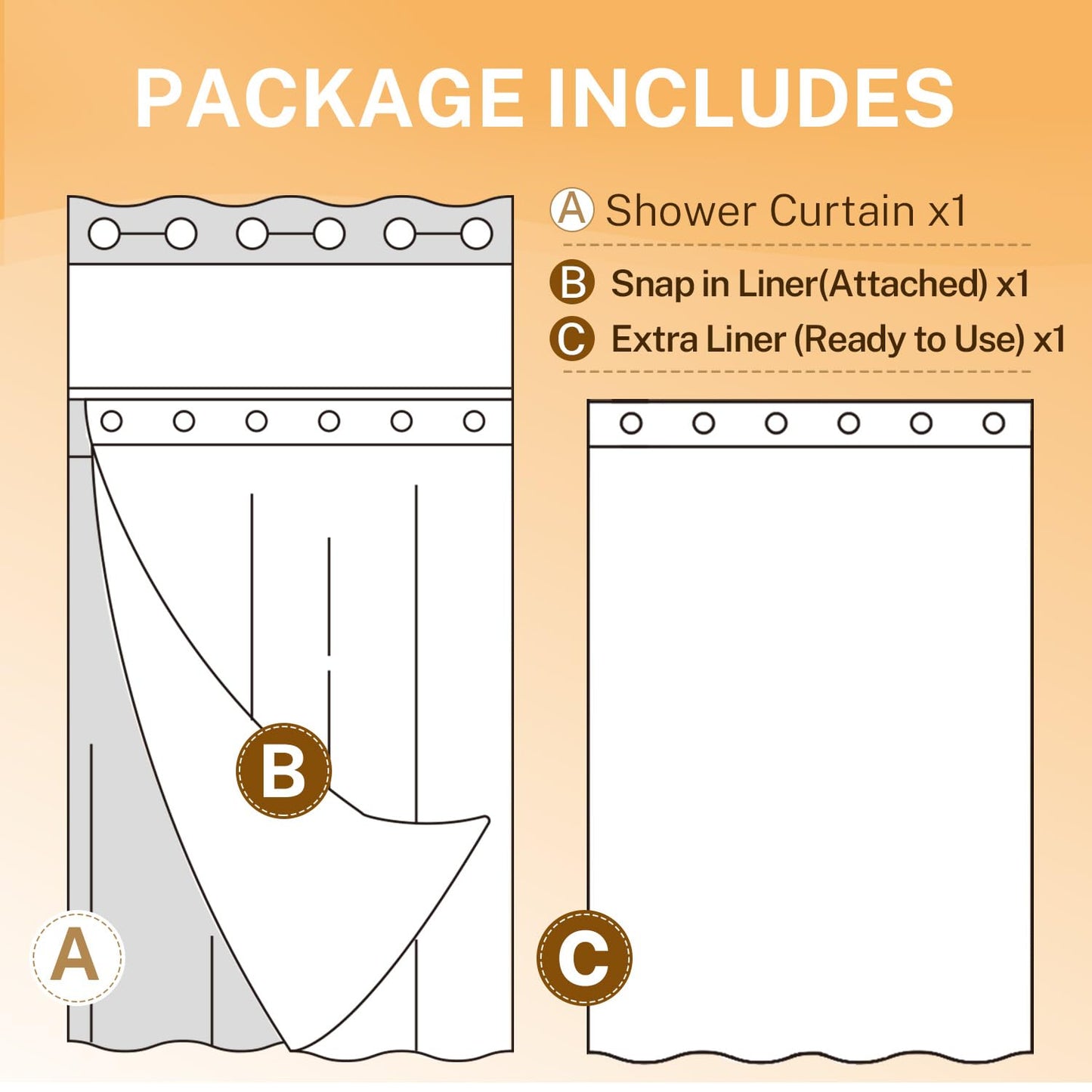 Waffle Weave Shower Curtain with Snap-In Liner