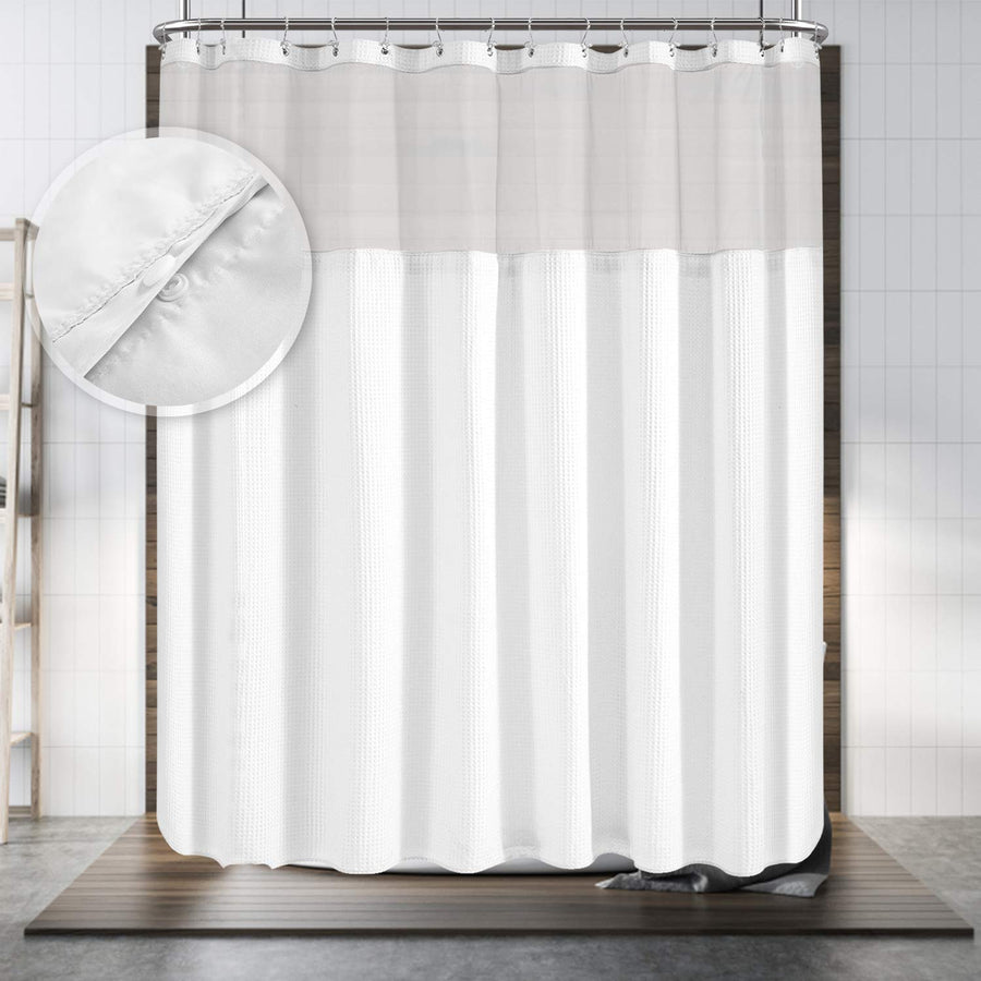 Waffle Weave Cotton Blend Shower Curtain