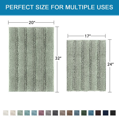 Chenille Striped Bath Rug Set