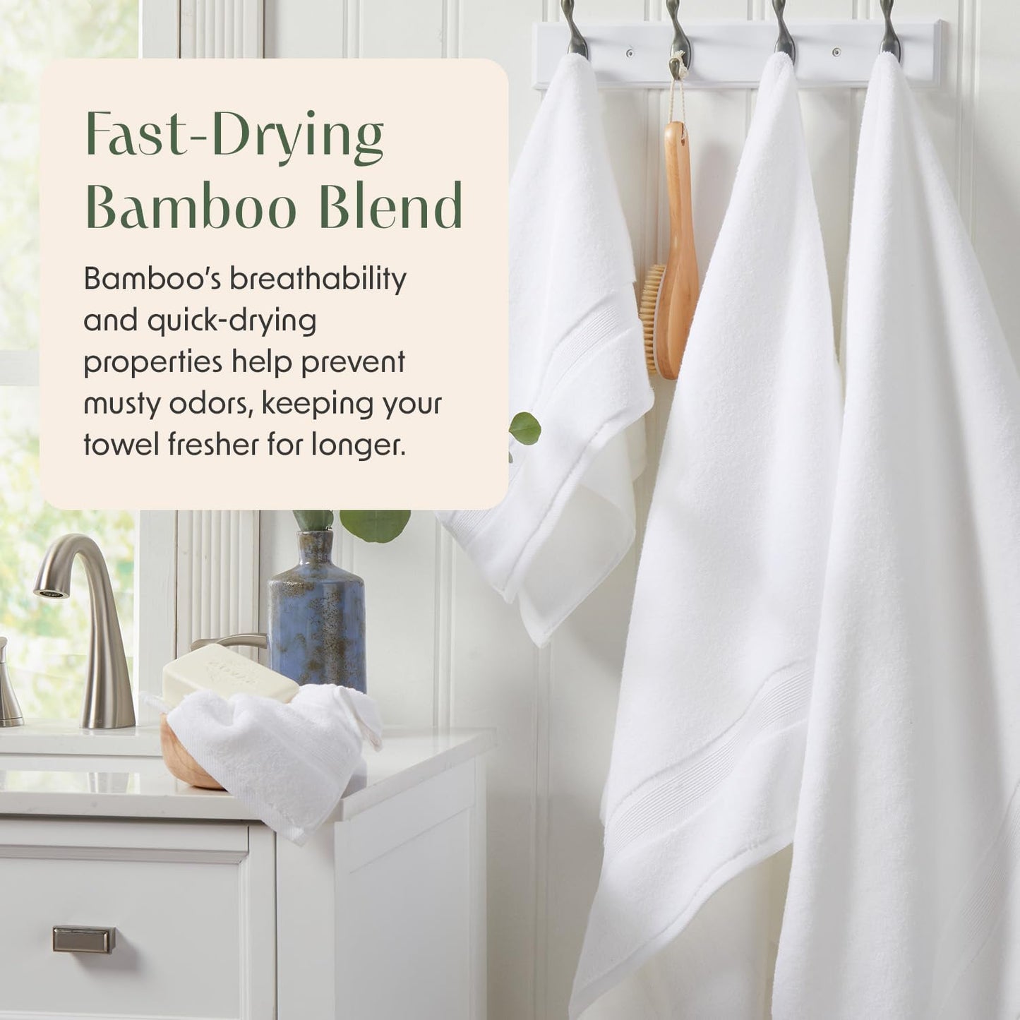 4-Piece Bamboo Rayon Cotton Bath Towel Set