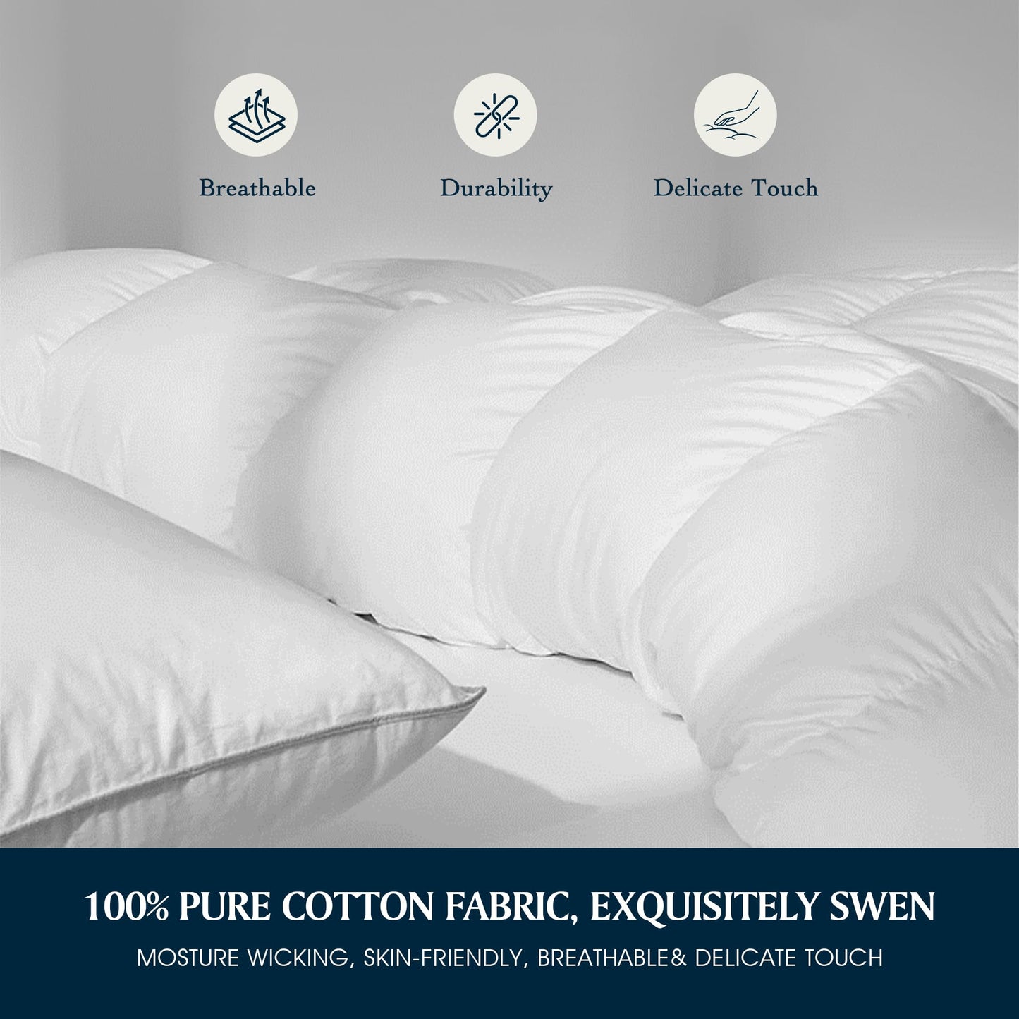 Queen Goose Feather Down Comforter Cotton Cover
