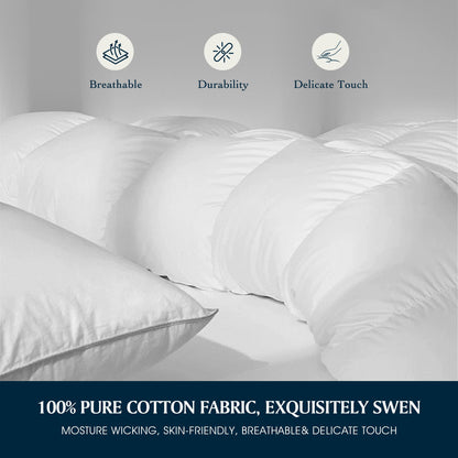 Queen Goose Feather Down Comforter Cotton Cover