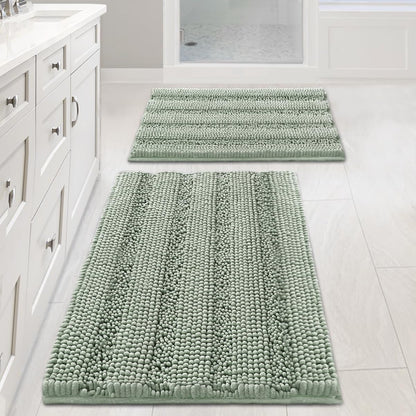 Chenille Striped Bath Rug Set