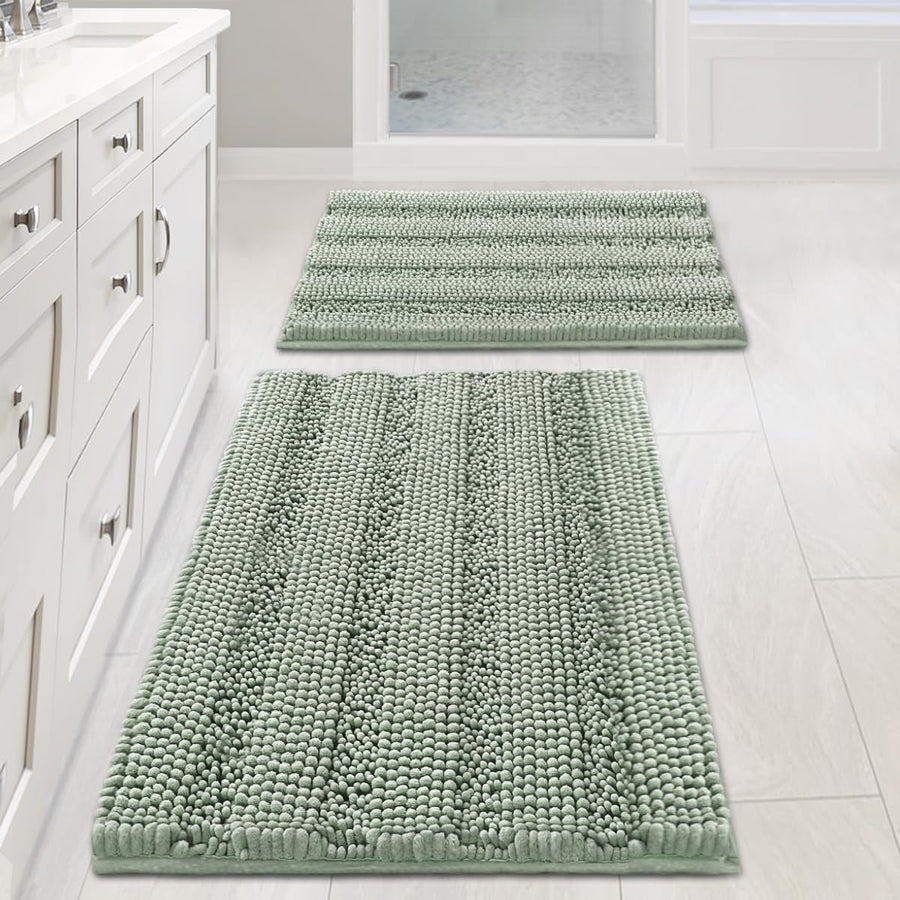Chenille Striped Bath Rug Set