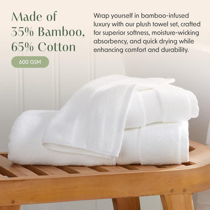 4-Piece Bamboo Rayon Cotton Bath Towel Set