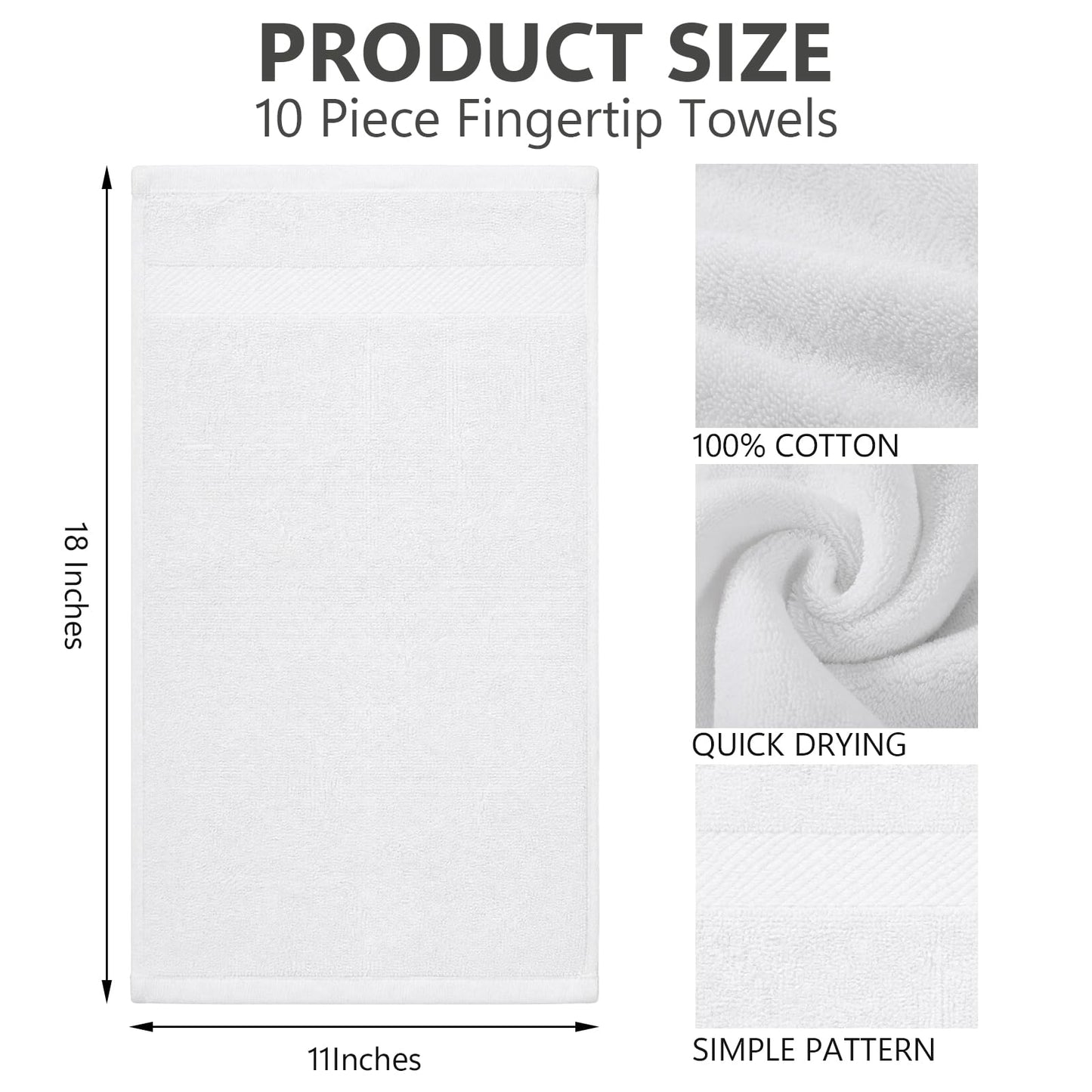 10-Pack Cotton Fingertip Towels for Bathroom Use