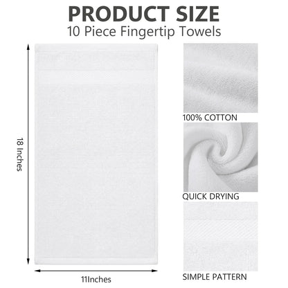 10-Pack Cotton Fingertip Towels for Bathroom Use
