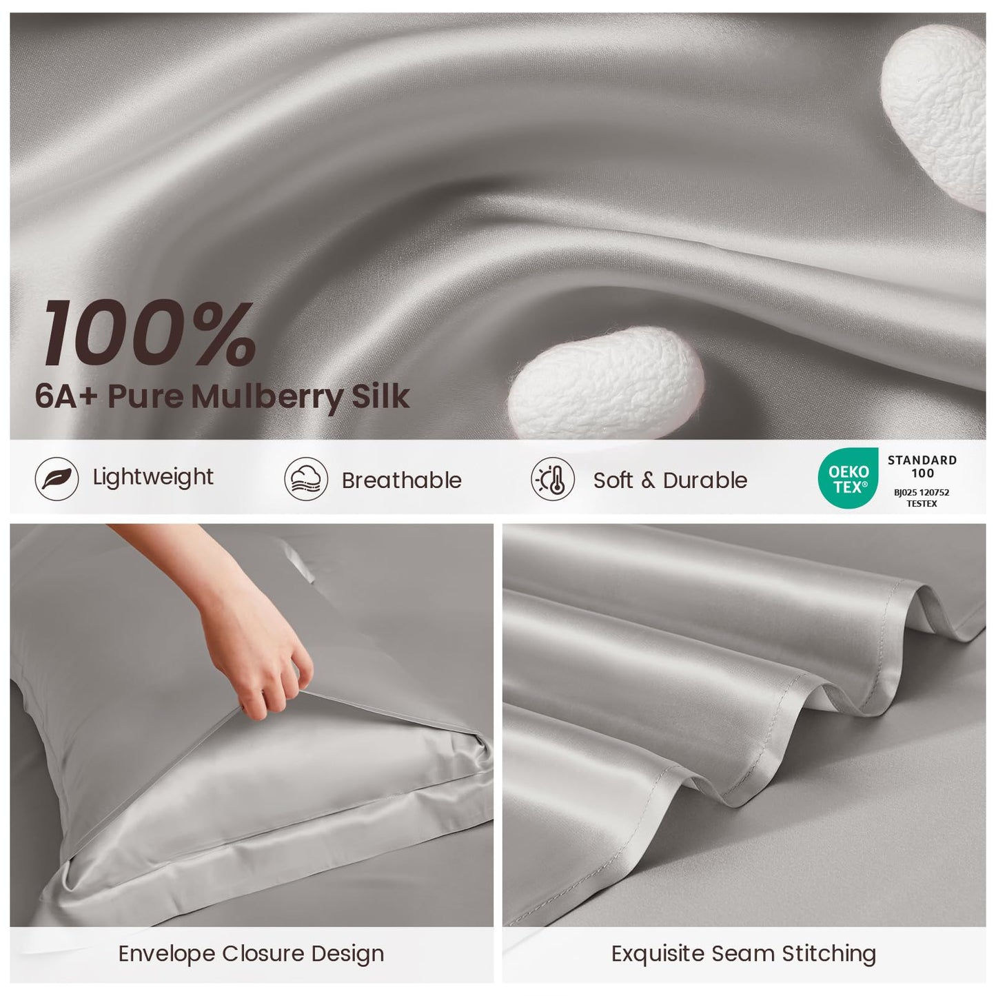 100% Mulberry Silk Sheet Set Queen Size – 4 Piece