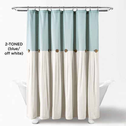 Linen Button Farmhouse Shower Curtain