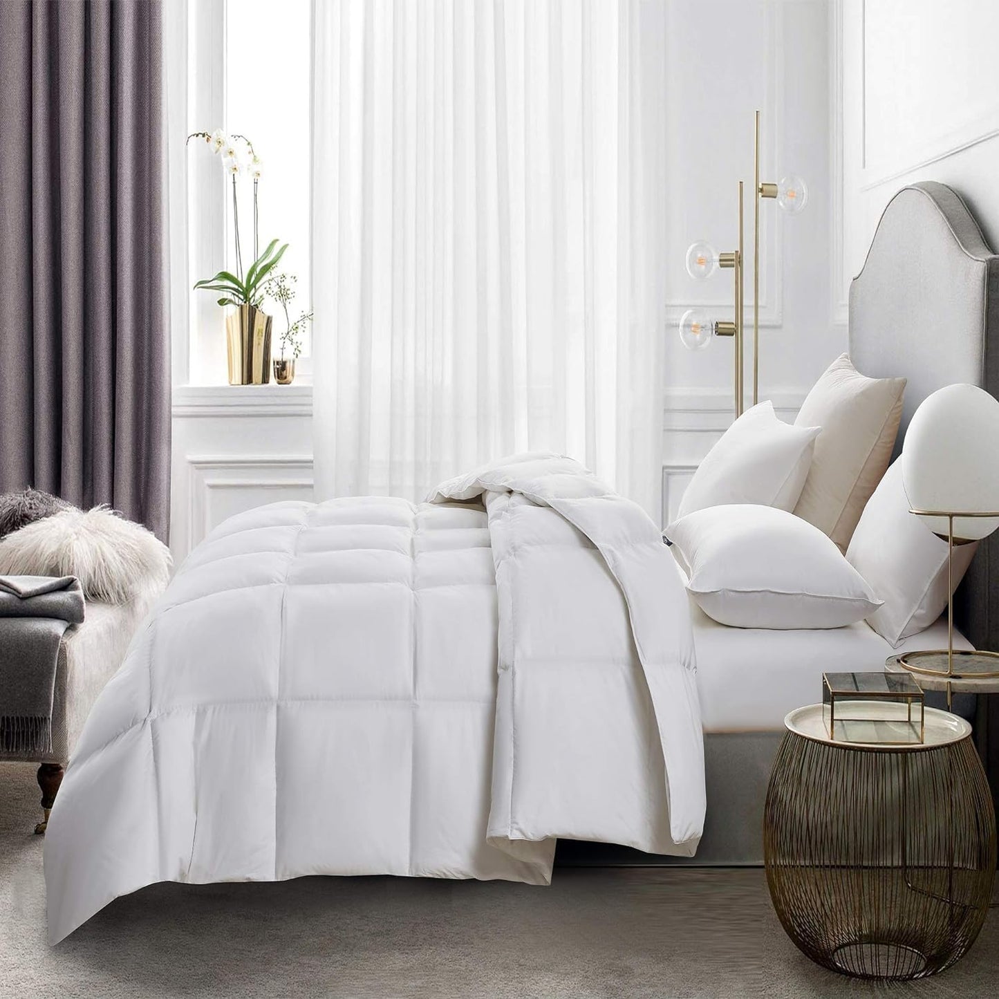 Queen Goose Feather Down Comforter Cotton Cover