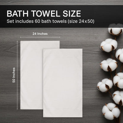 60-Pack Cotton Bath Towels, Hotel Quality Set