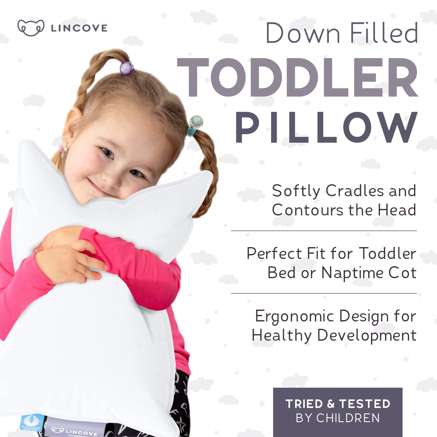 Premium Down Toddler Pillow for Sleeping & Travel
