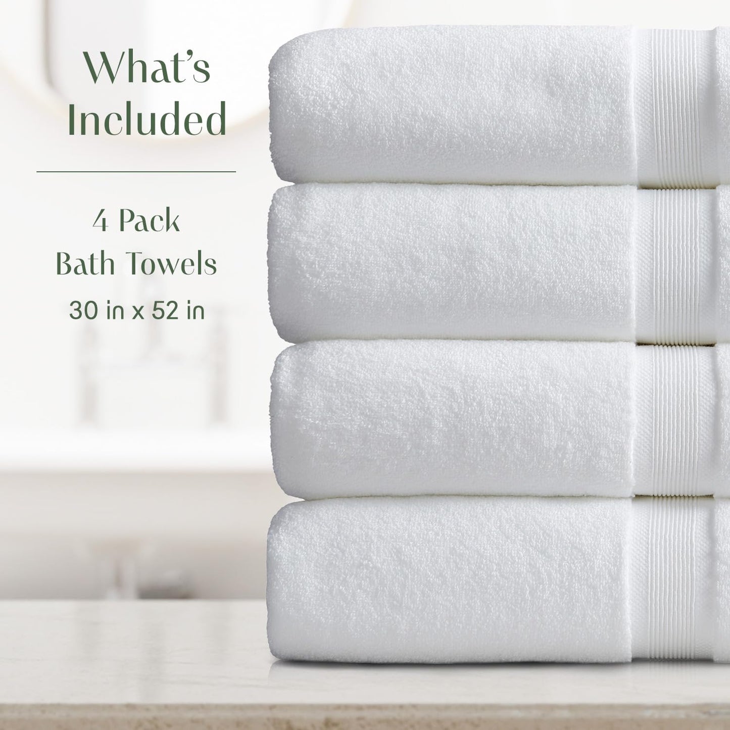 4-Piece Bamboo Rayon Cotton Bath Towel Set
