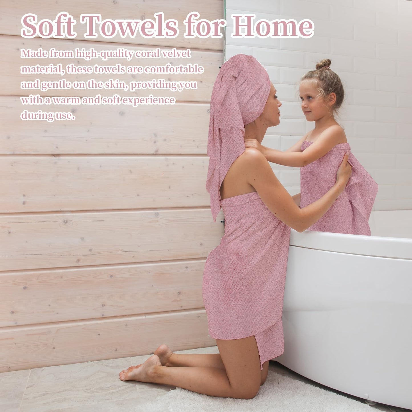 Coral Velvet Bath Towel Set