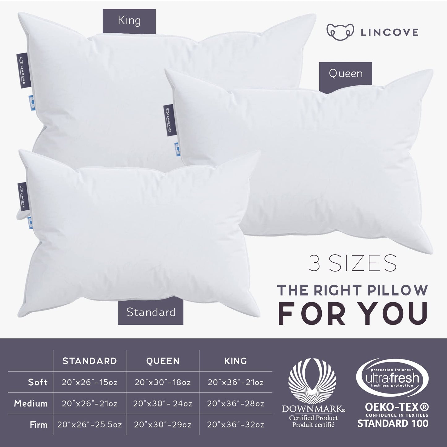 2-Pack Canadian Down Sleeping Pillows, King Size