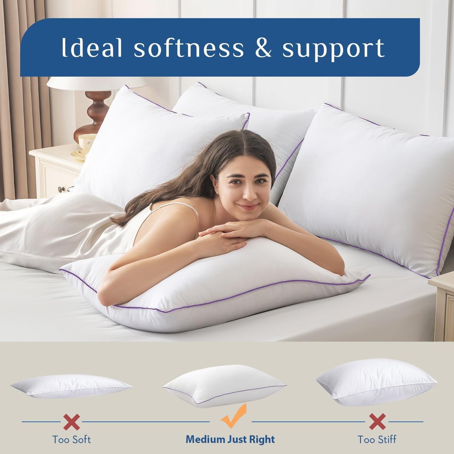 4-Pack Down Alternative Bed Pillows, Standard Size