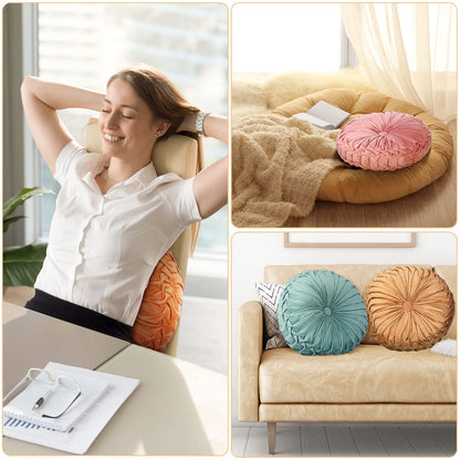 Velvet Pleated Round Pumpkin Throw Pillow Cover