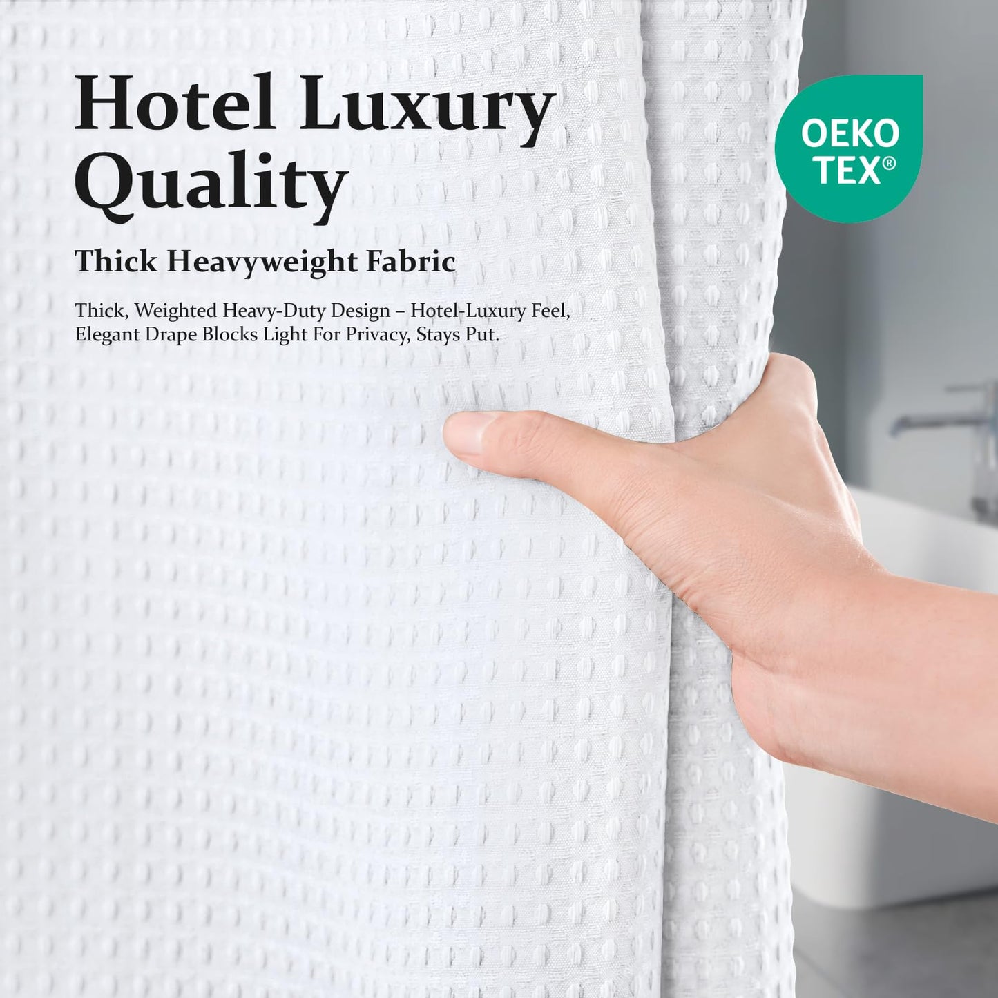 Waffle Weave Hotel Style Shower Curtain