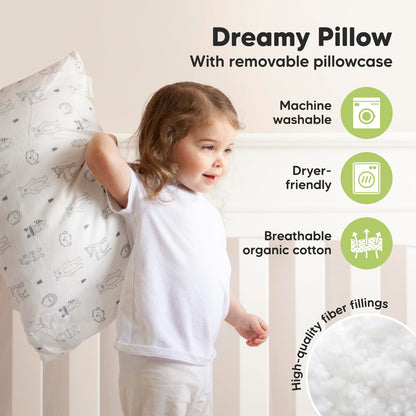Organic Cotton Toddler Pillow with Pillowcase