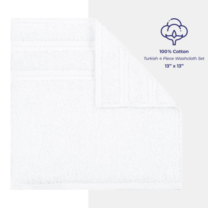 4-Piece Turkish Cotton Washcloth Set, 600 GSM