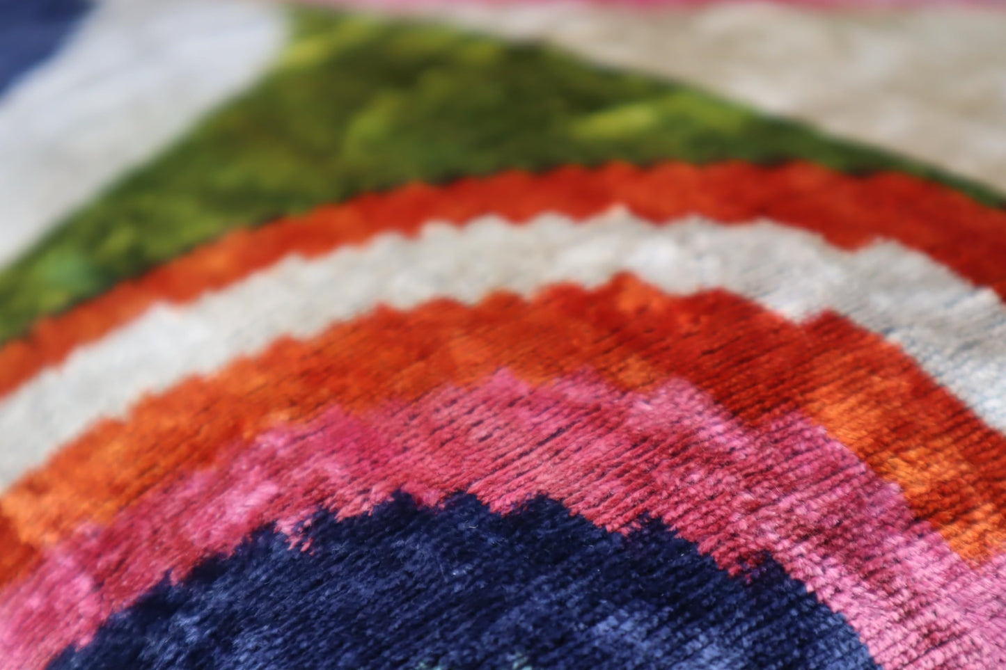 Rainbow Silk Velvet Ikat Throw Pillow Cover