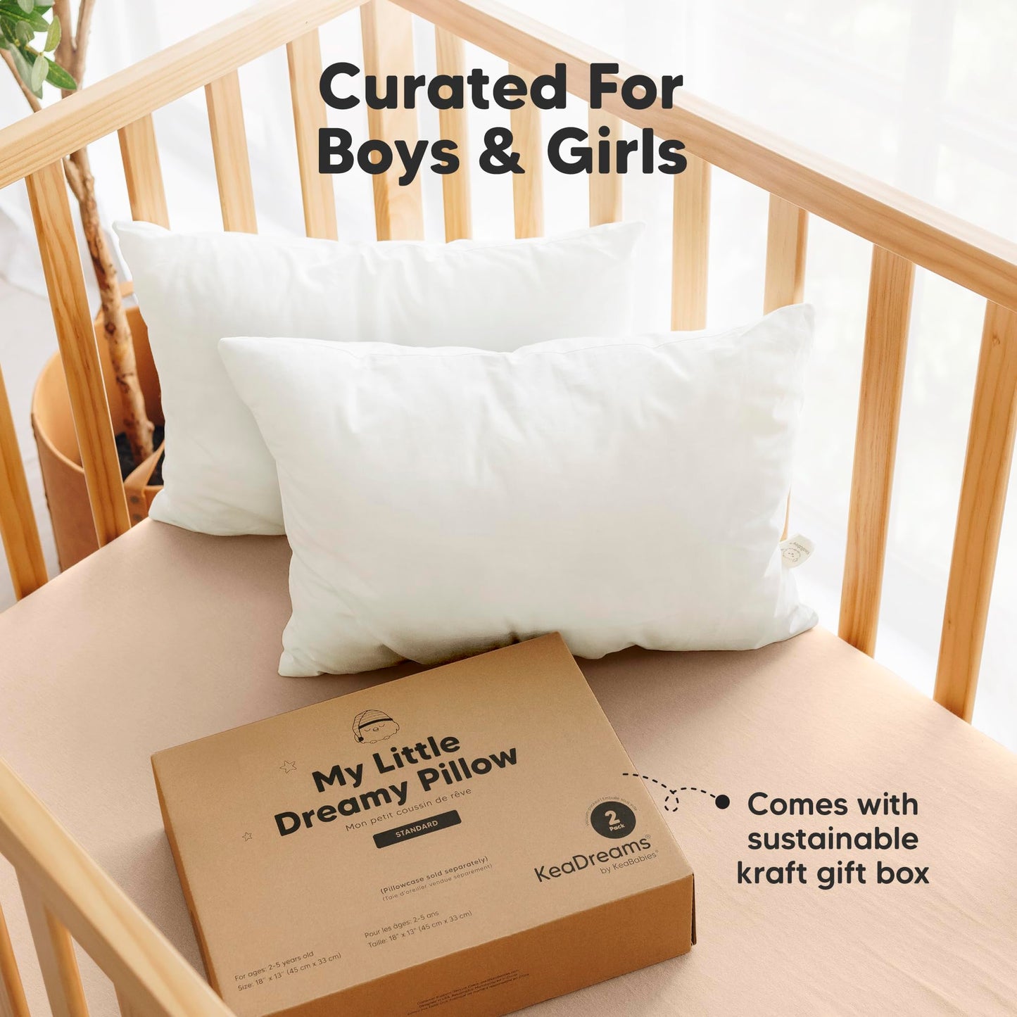 2-Pack Organic Cotton Toddler Pillows for Sleeping