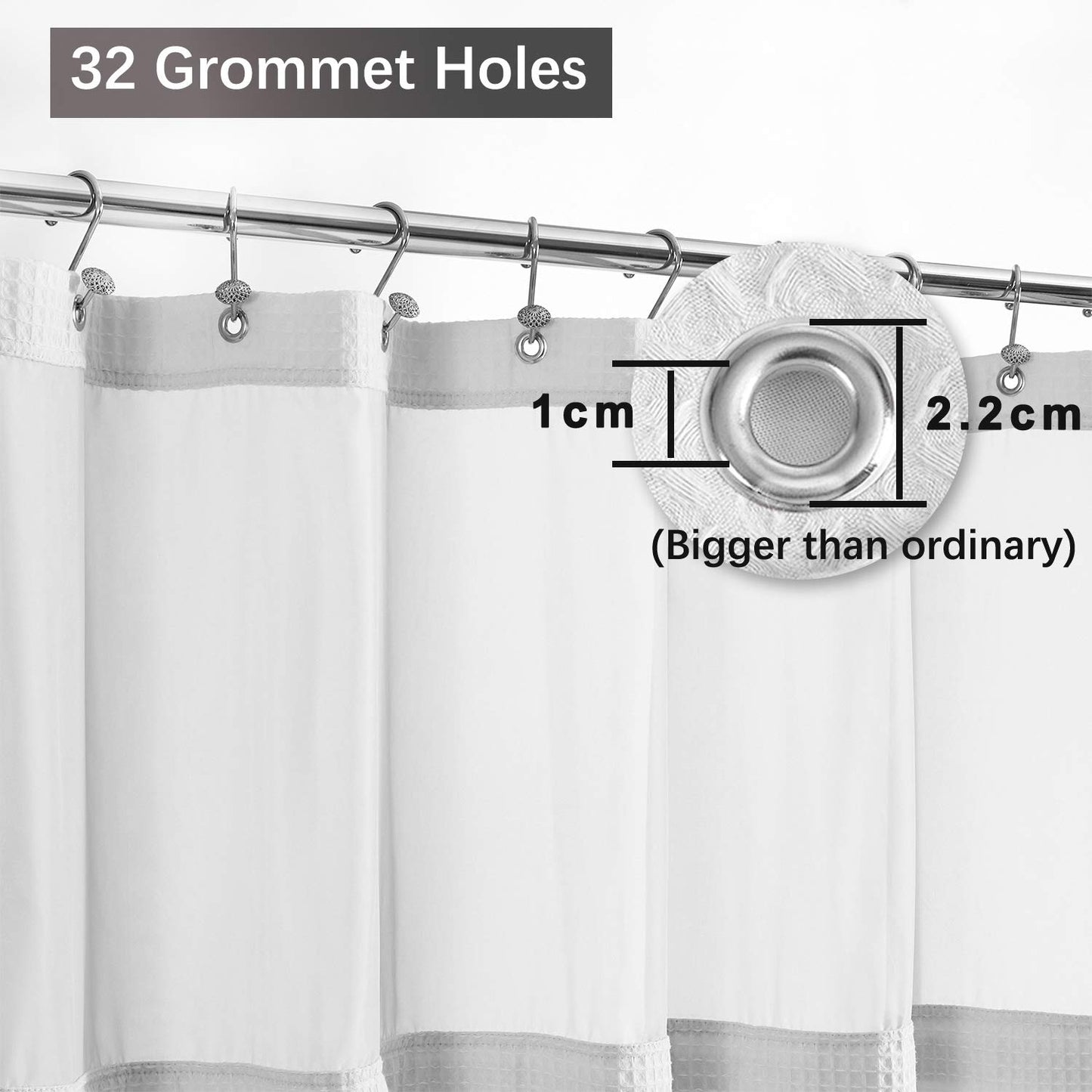 Waffle Weave Cotton Blend Shower Curtain