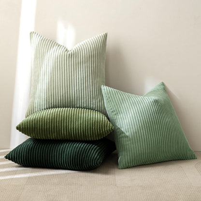 Boho Sage Green Corduroy Throw Pillow Cover Set