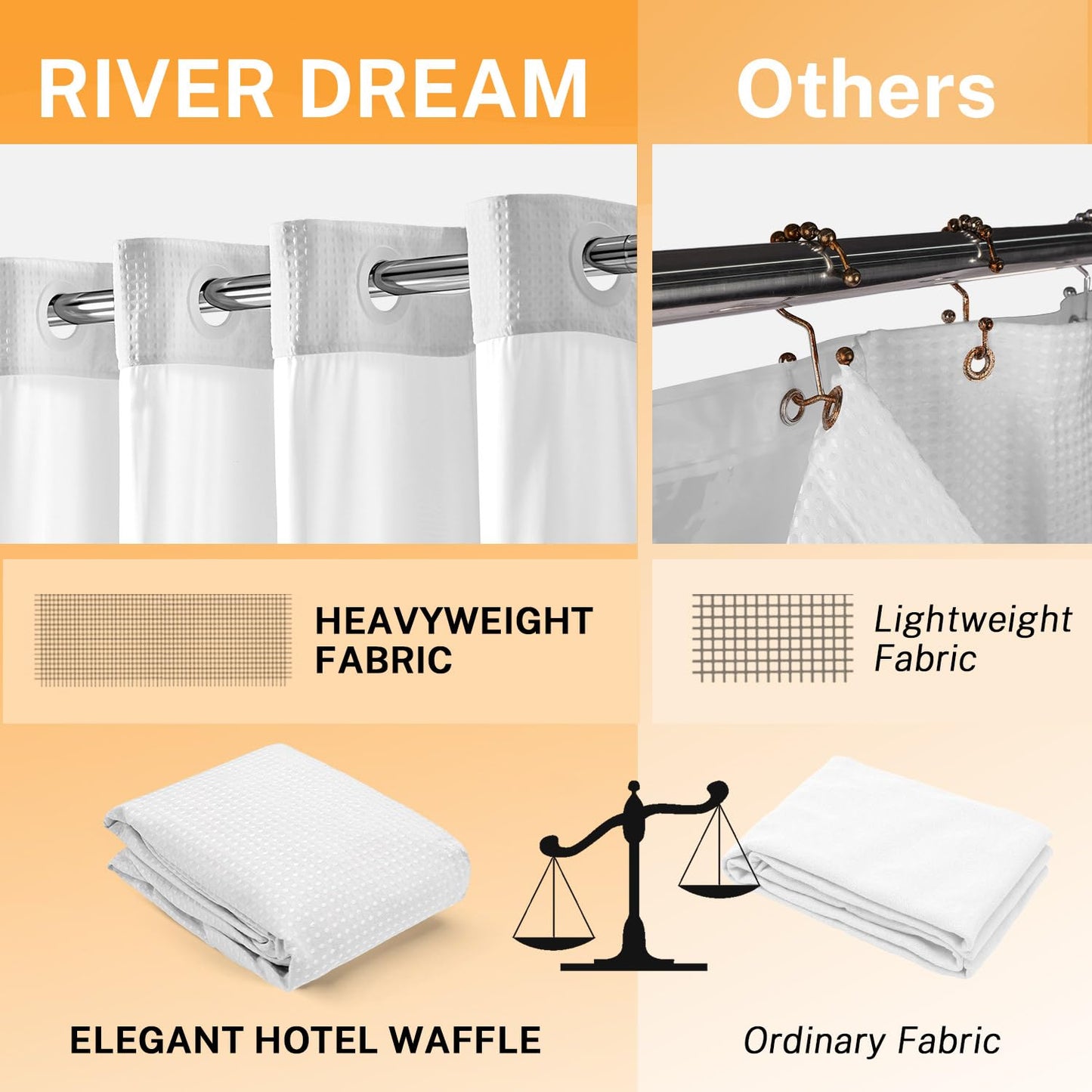 Waffle Weave Shower Curtain with Snap-In Liner