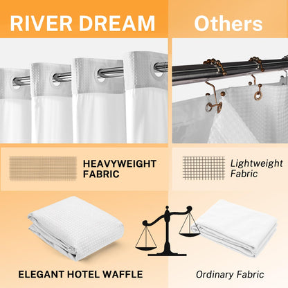 Waffle Weave Shower Curtain with Snap-In Liner