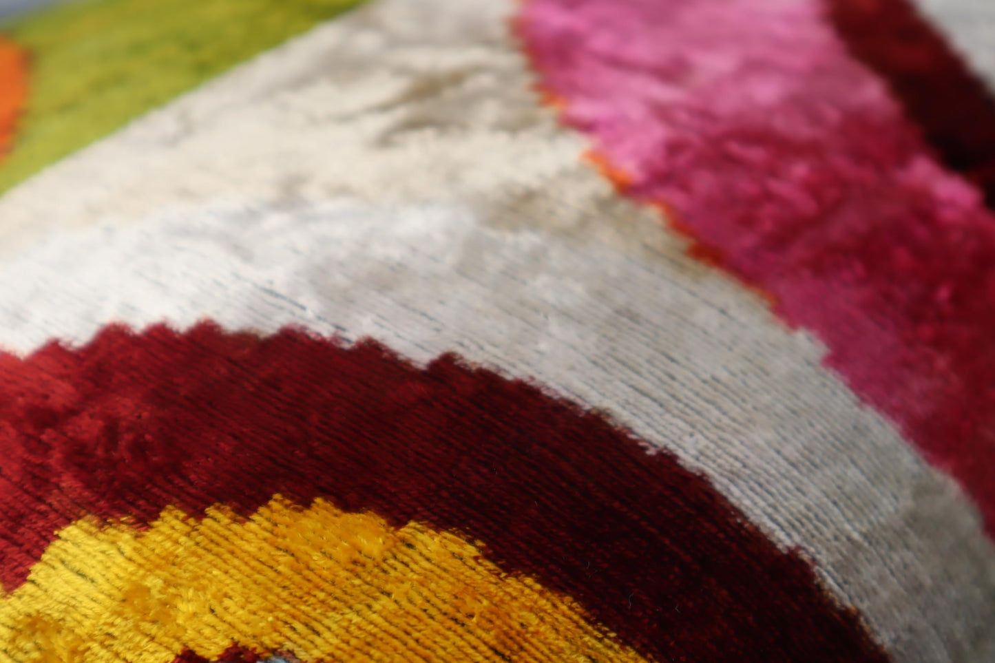 Rainbow Silk Velvet Ikat Throw Pillow Cover