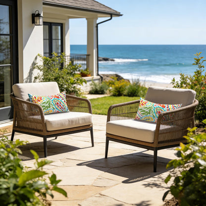 Paisley Outdoor Lumbar Throw Pillow Set with Insert