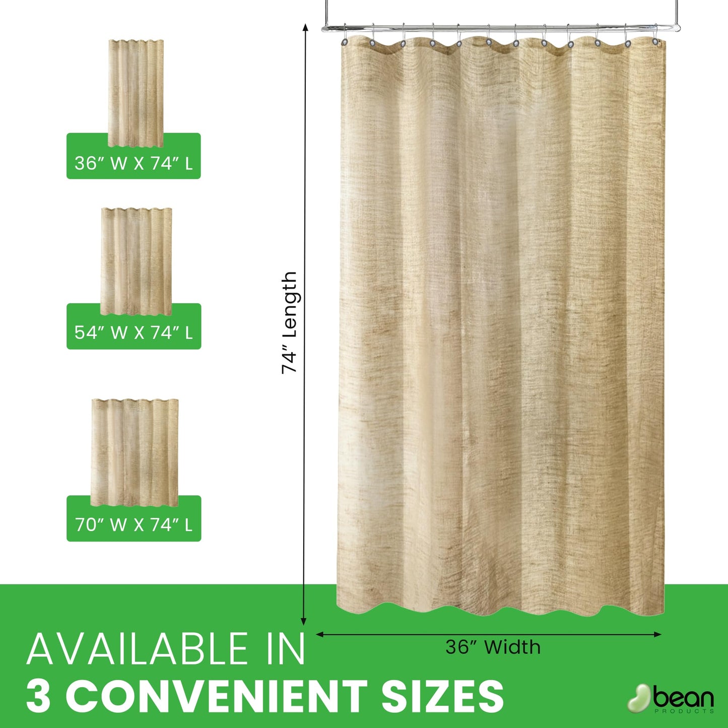 Natural Hemp Fabric Shower Curtain Liner