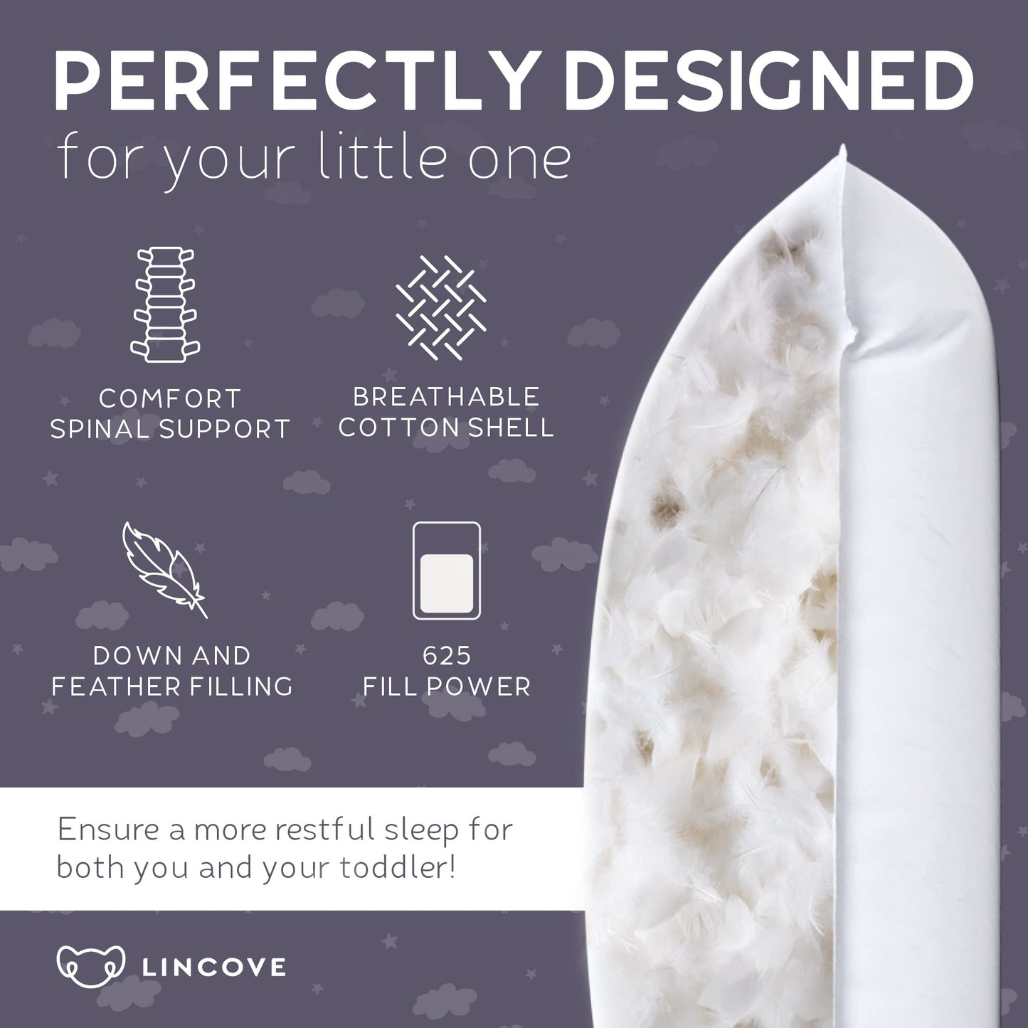 Premium Down Toddler Pillow for Sleeping & Travel