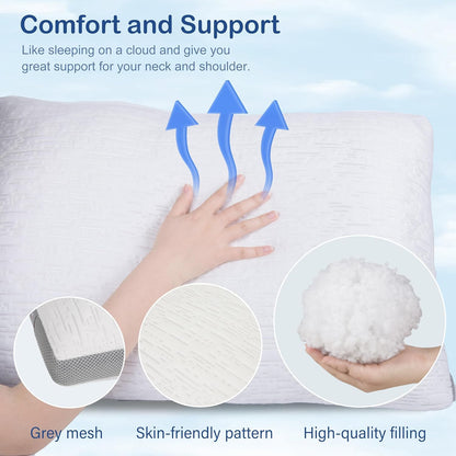 2-Pack Adjustable Memory Foam Pillows, King Size