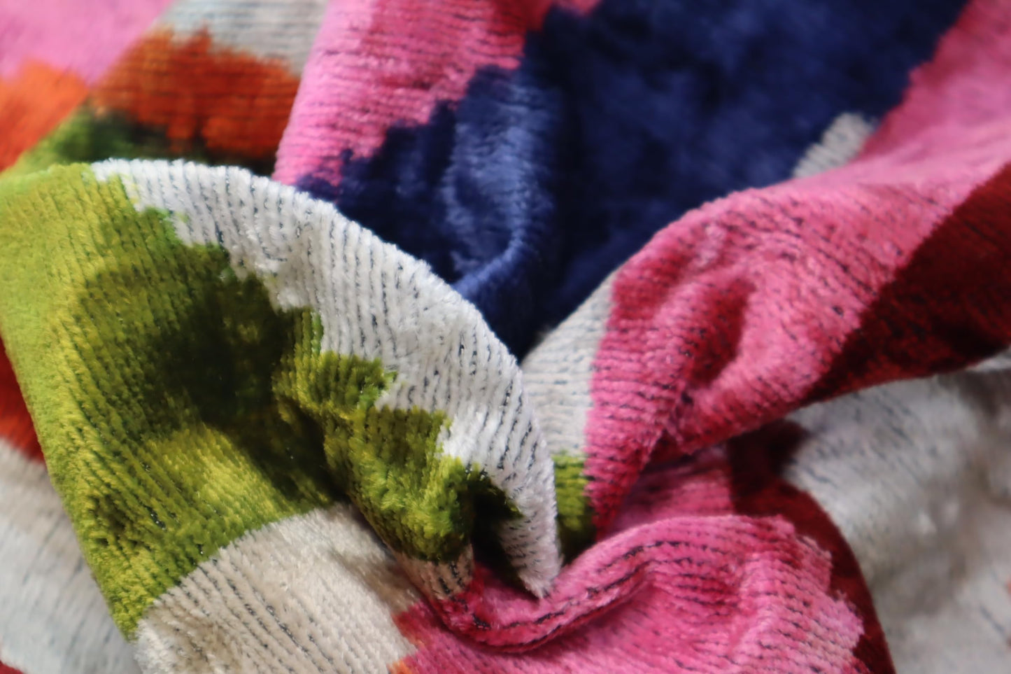 Rainbow Silk Velvet Ikat Throw Pillow Cover