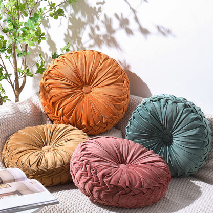 Velvet Pleated Round Pumpkin Throw Pillow Cover