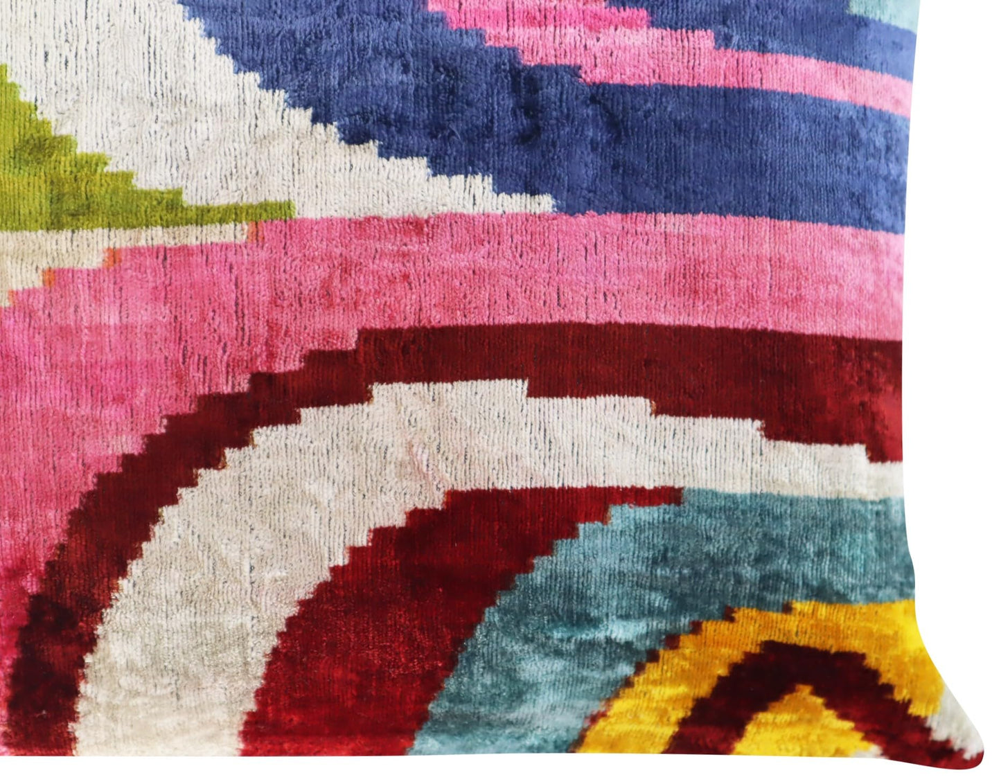 Rainbow Silk Velvet Ikat Throw Pillow Cover