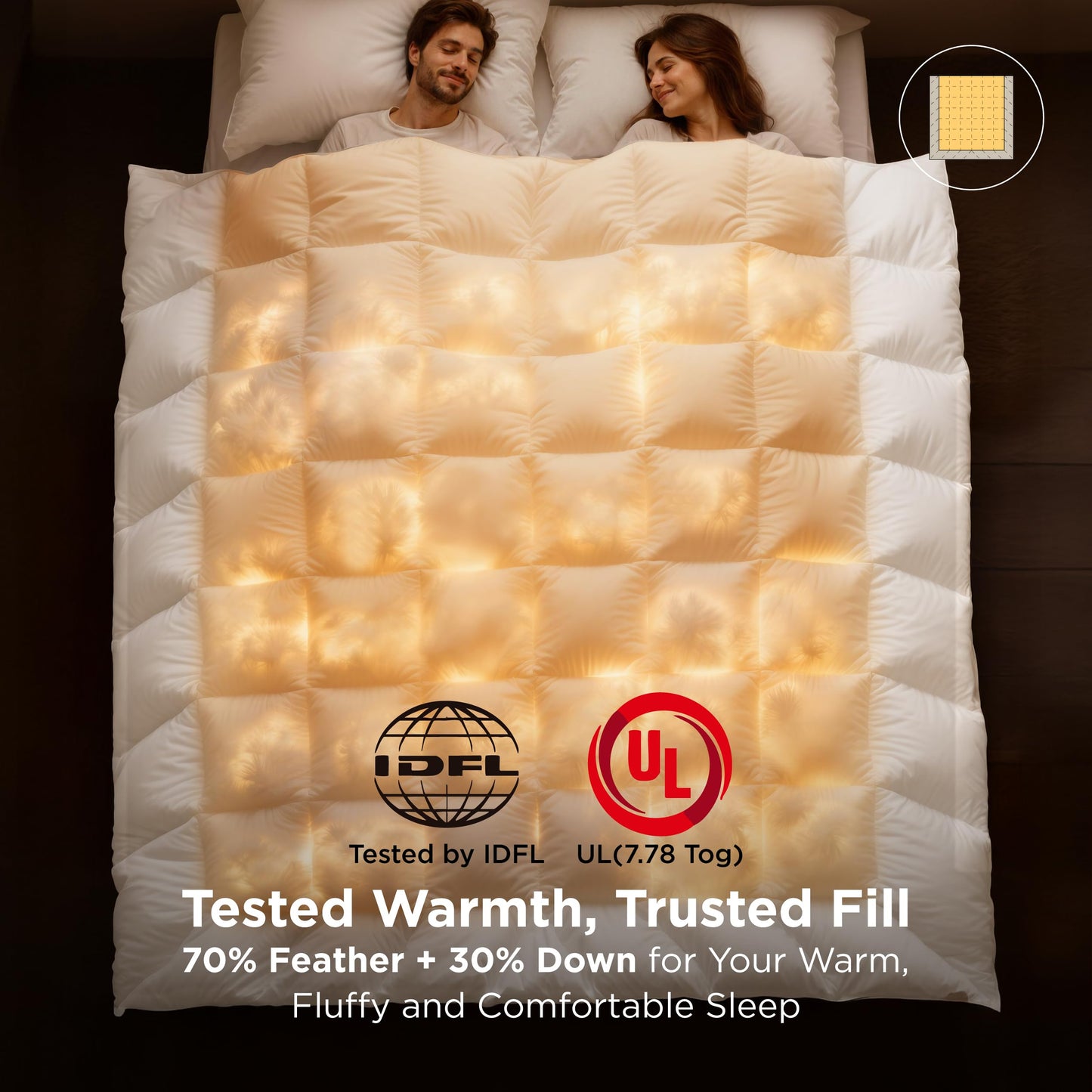 Oversized King Down Feather Comforter with Tabs