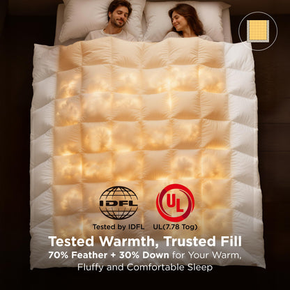 Oversized King Down Feather Comforter with Tabs