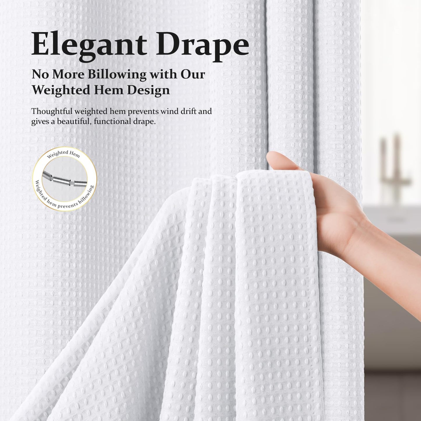 Waffle Weave Hotel Style Shower Curtain