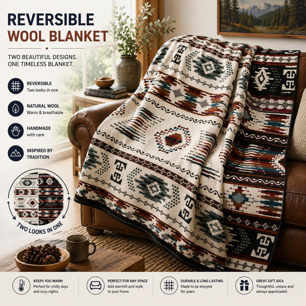 Handmade Ecuadorian Wool Throw Blanket