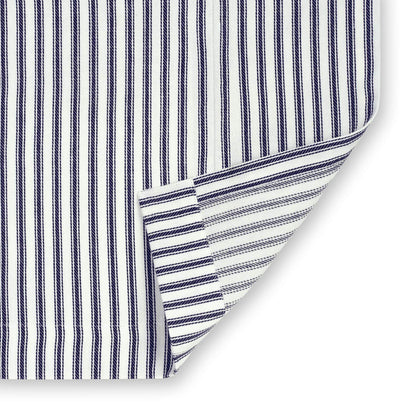 Navy Blue Ticking Stripe Cotton Shower Curtain